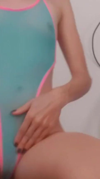 Morning stretch in sexy Mesh blue leotard | Clip 1