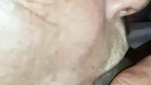 Gf sucking my hard shaved cock