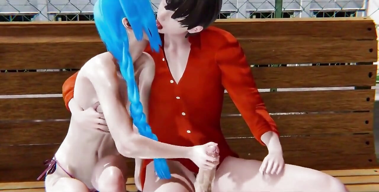 Jinx在公共场合撕裂一个男人的鸡巴 - 哈哈金克斯公园长凳打手枪