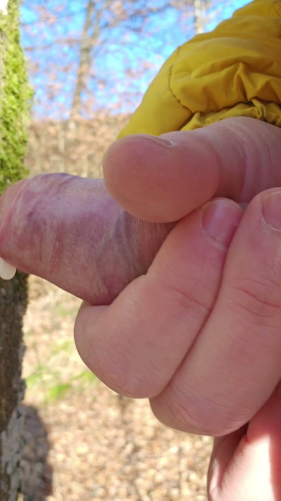 New Year Handjob 2026 - Fun Outside in the Forest with Cock Ring Slow Motion | Clip 2