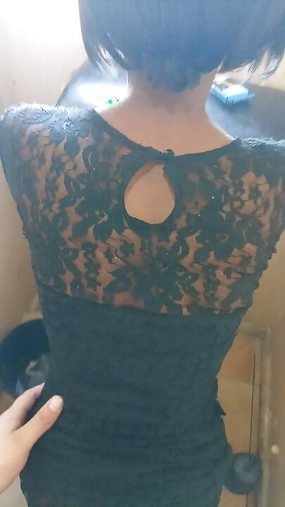 Black Slut Doggystyle and Blowjob White Man in Black Sexy Dress