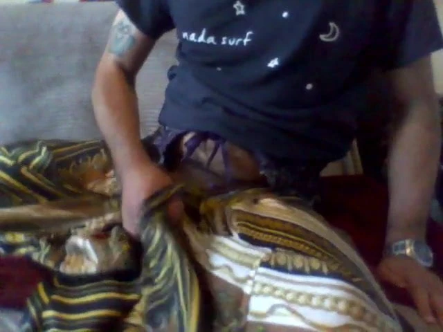 Cumshot in long satin skirt