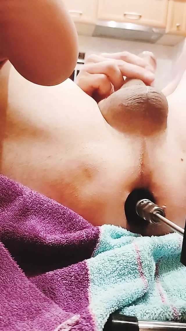 Anal play for bbc dildo