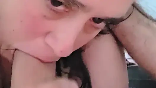 My sister-in-law gives me a blowjob and swallows the milk