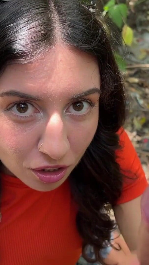Public Blowjob in the Bushes with Stranger and Crazy Cumwalk Covered in Cum | Clip 1