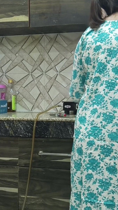 Beautiful Indian Step Mom Pussy and Ass Fucked Hard by Step Son while he is in kitchen Hindi | Clip 1