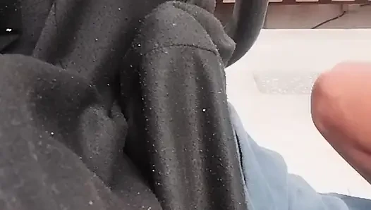 Rich perverted guy touches himself outside the chords