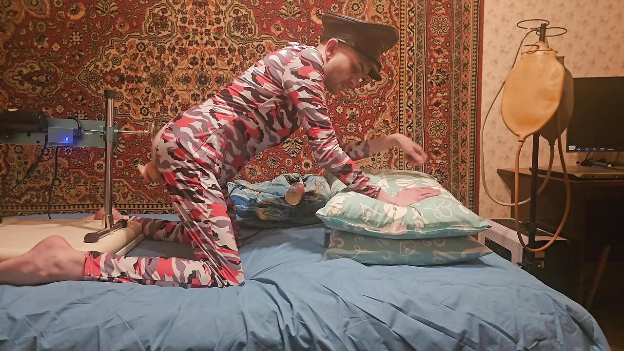 The slave Sasha Earth is Hard Fucked anal by the machine homemade