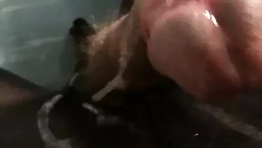 Cum üzerinde naylon ile topuklu üzerinde göt