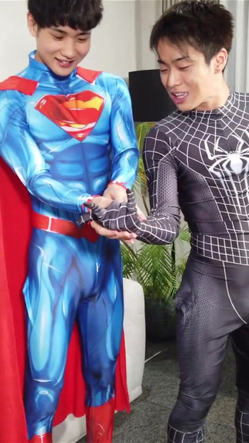 Memorable moment from "Spiderman X Superman Sexy Costume RolePlay"