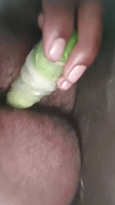 Cucumber inside of Ass hole