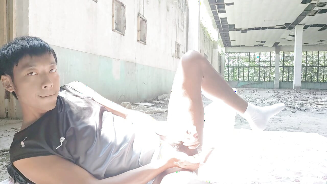 Cute Asian boy masturbates, moaning, ejaculating, and consuming fluids in a dreamlike light and shadow environment