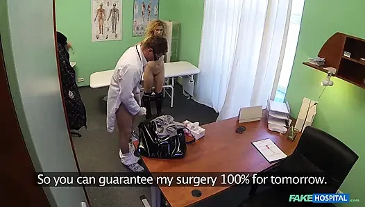 Fake Hospital - Sexy Blonde Wife Gets Caught in Office Voyeur Sex with Doctor to Get Her Freckle Removed Gets Cum on Pussy