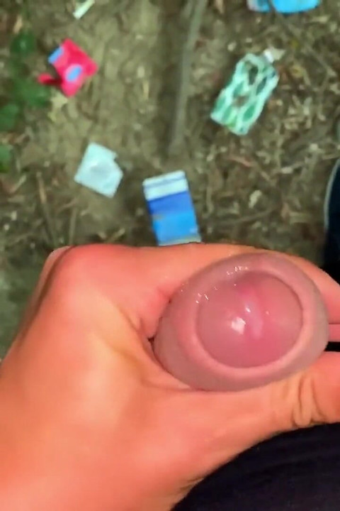 Glossy Glans with Precum Cums at the Cruising Sex Area