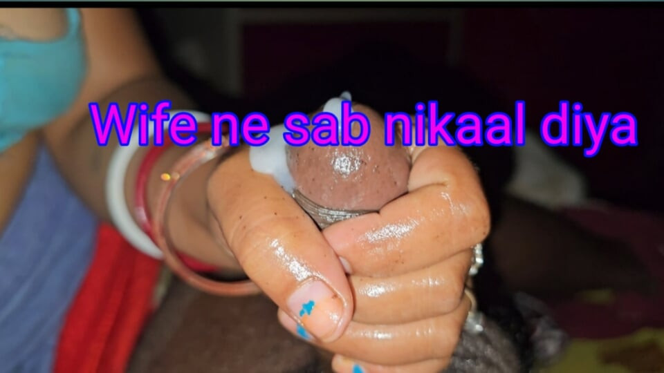 Desi Wife Gives Slow Handjob and Makes Husband Cum  Homemade  Faceless Indian Bhabhi Jerks Off Hubby to Cum