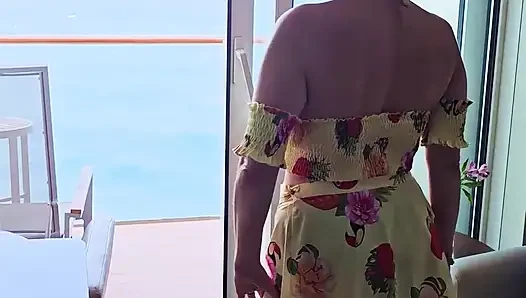 VOYEUR Mommy showing her BIG TITS on her Cruise Ship Balcony after Stripping in her Cabin