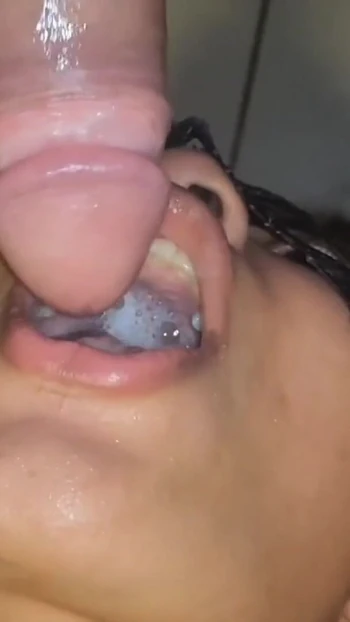 Iconic moment from "Pissing and cumming in my piss slave's deep throat"