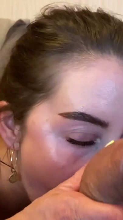 Horny amateur MILF sucks big cock and gets cum in her mouth and on her pantyhose | Clip 1