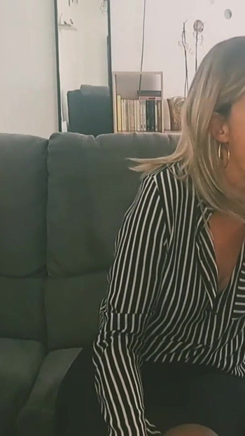 Must-share moment from "Mature milf sucks two fans big cock until she gets cum on her face"
