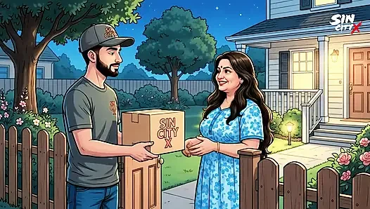Horny Indian Aunty Seduces Young Delivery Boy at Home