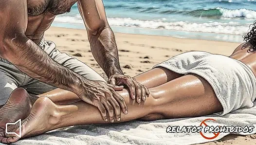 A stranger puts cream on you and fucks you on the beach. Story with a male voice. ASMR.