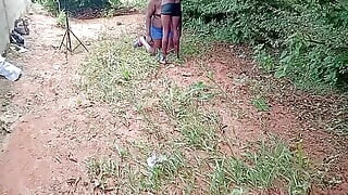 Chubby Kneeling and Given Blowjob Outside