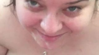 Plus size babe sucking