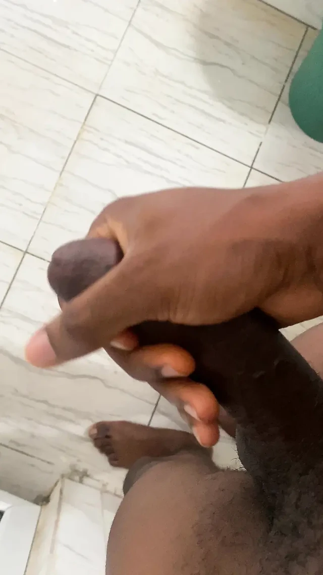 POV male solo masturbating a curved penis