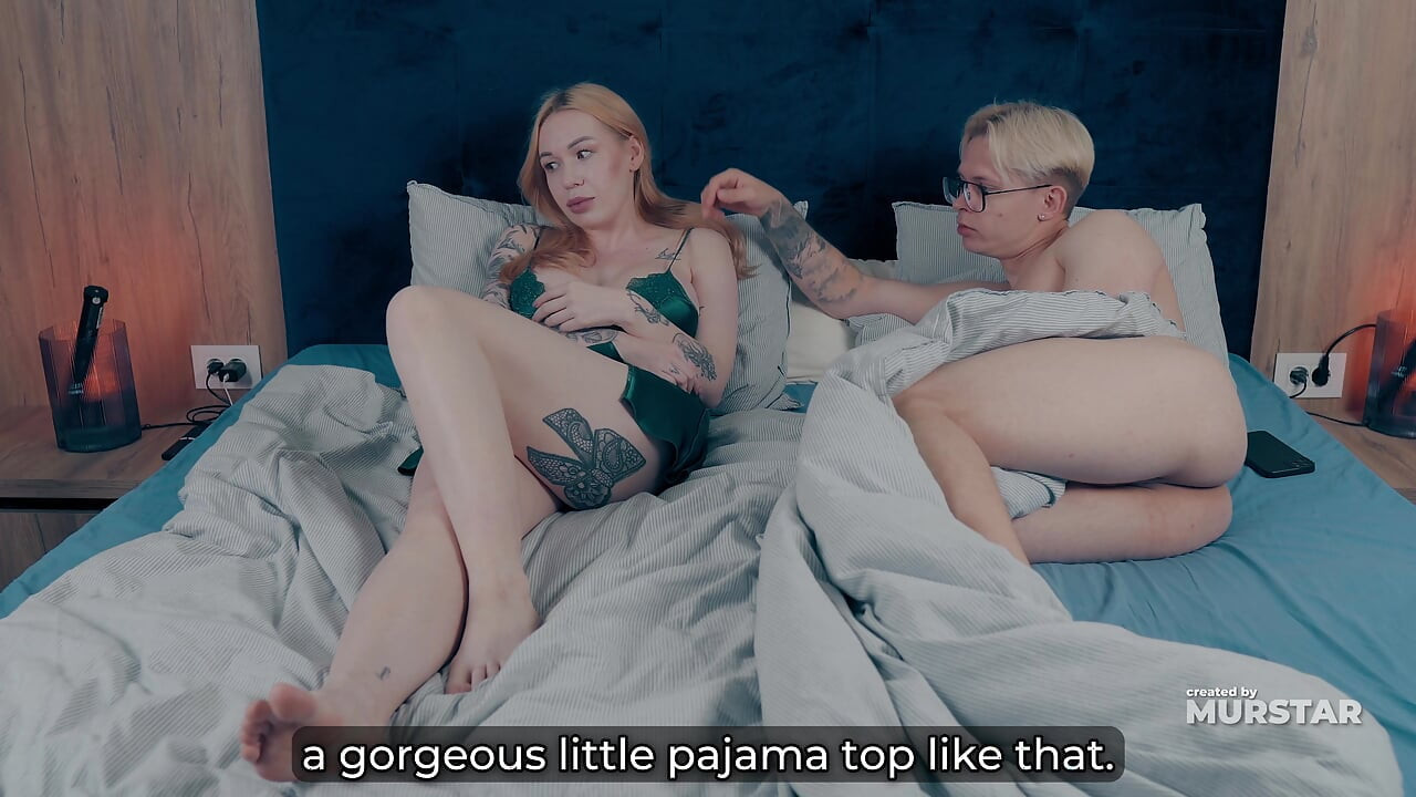 Blonde Step Mom With Massive Tits In Short Silk Nightie And No Panties Shares Bed With Step Son Leading To Intense Creampie