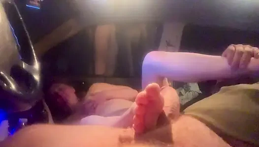 Sexy redhead Liz Lane gives Chester Van Name another amazing Deep throat blowjob and then we switch it up to some foot job  cum