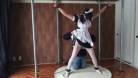 A Restrained Maid Writhing in Pleasure From a Remote-controlled Vibrator