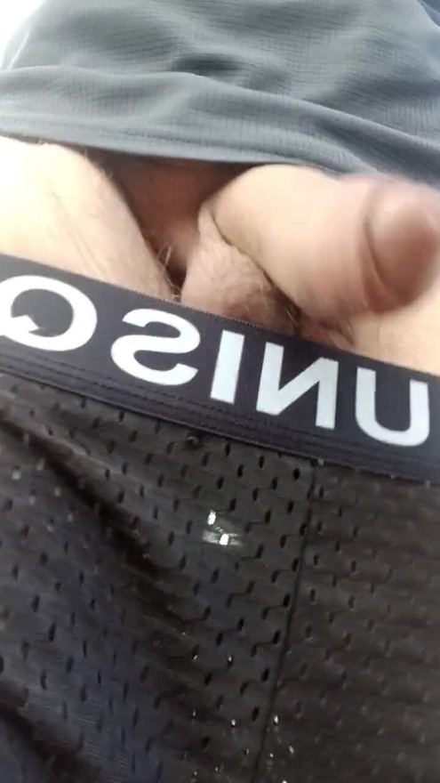 Big dick keeps falling out of tiny see through mesh shorts .. VERY public nudity and extreme commando freeballing | Clip 2