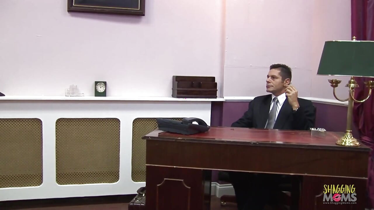 The boss is horny so he calls his blonde milf secretary to his office and fuck her hard