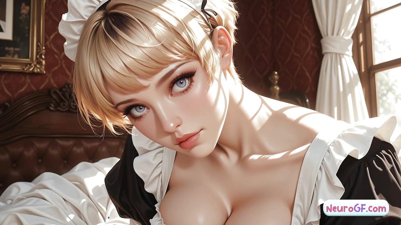 Traviesa criada de pelo corto está llena de placer