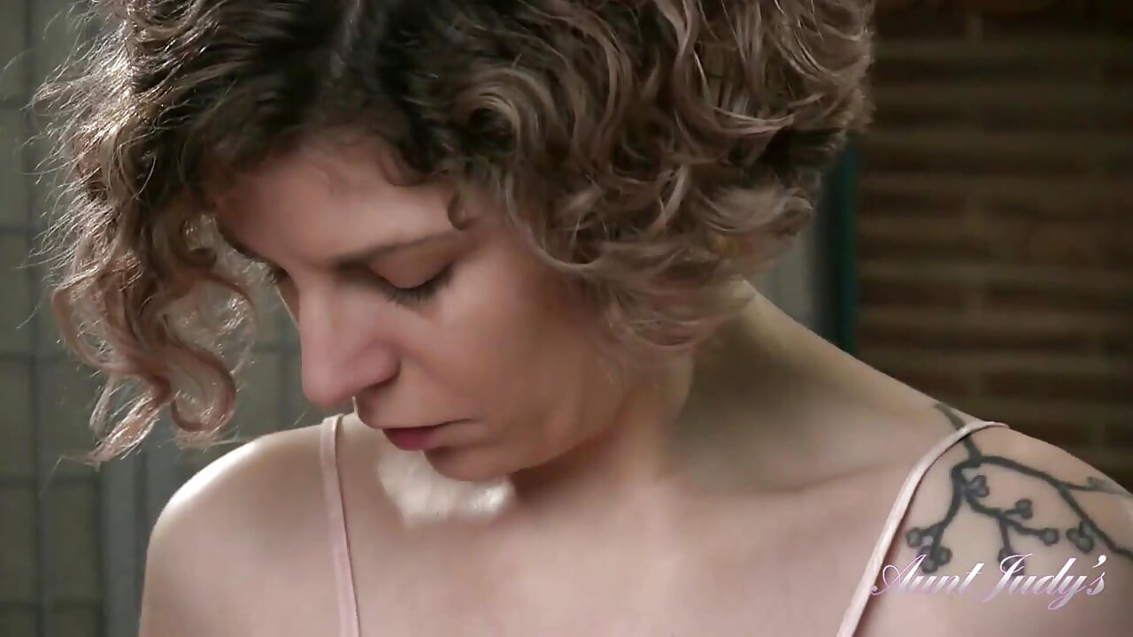 AuntJudys - 38yo Hairy MILF Tess in Silky Pink Lingerie