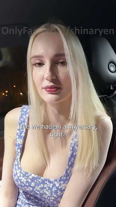 Fucked Busty Sexy Blonde in a Car and Came on Her Face