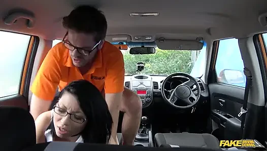 Fake Driving College - Fake Driving College Instructor Facefucks a Pretty Asian Student to Forgive His Hangover