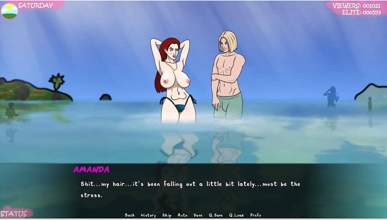 Lust Town - Lt - Gameplay - Roleplay - Nudity in Beach - Saggy Breast Topless with Big Nipples - Teasing Stranger in the Beach