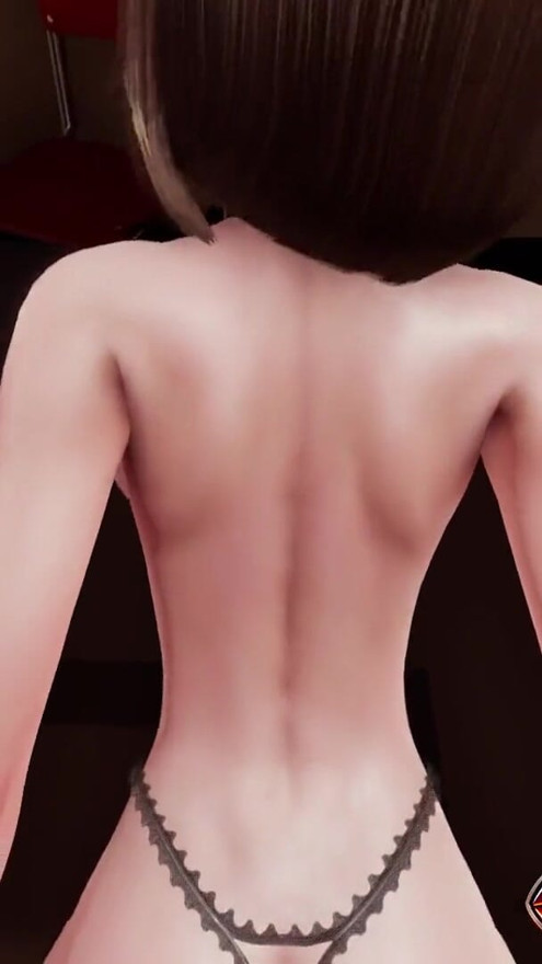 Korean Girl Sana in 3D Hentai - Doggy Pose Thrusting in Sexy Lingerie, Standing with Hands Tied, Anal Piledriver Creampie | Clip 1
