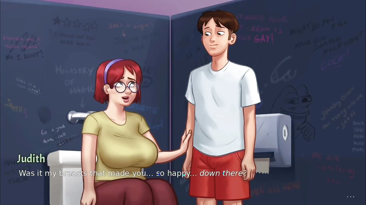 Judith loves Anon to keep her company - summer time saga gameplay