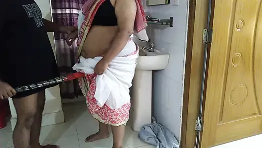 Stepmom Rough Fucked by Stepson While Sweeping the House