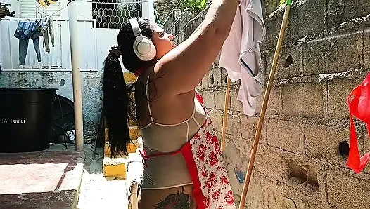 I hired this maid, she came in short lingerie, what a big ass she has
