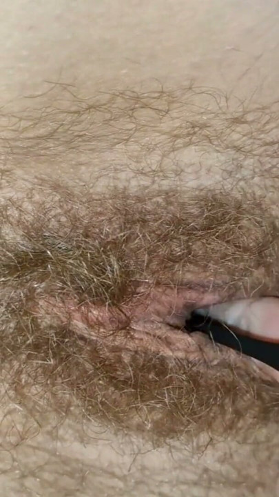 Vibrator and his fingers fuck  my wet hairy cunt | Clip 1
