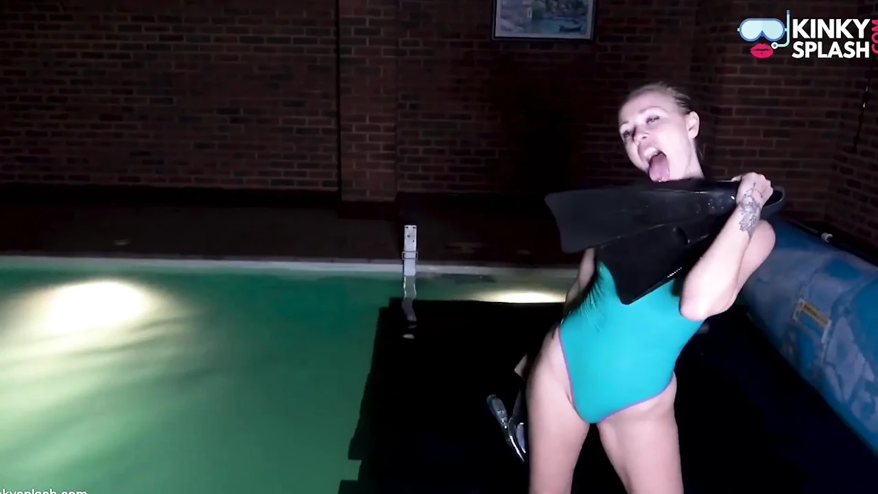 Night Swim in Latex Swimsuit & Full Face Mask