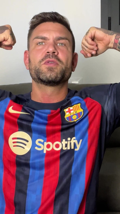 Handsome Spaniard Jerks off in the Barça Shirt