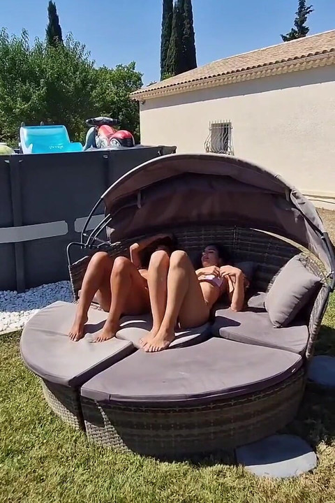 My Girlfriend and I Are Sunbathing, Her Boyfriend Decides to Join Us and Fucks Us Like 2 Sluts