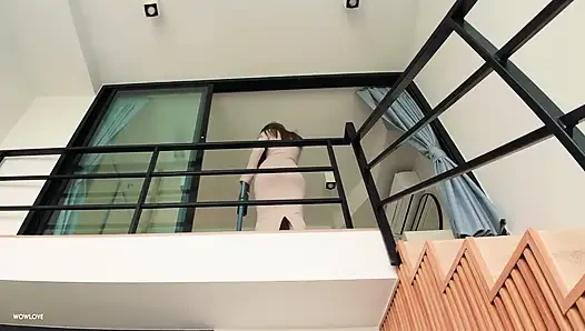 Stepmom Flirts with Step Son While Cleaning in the Morning