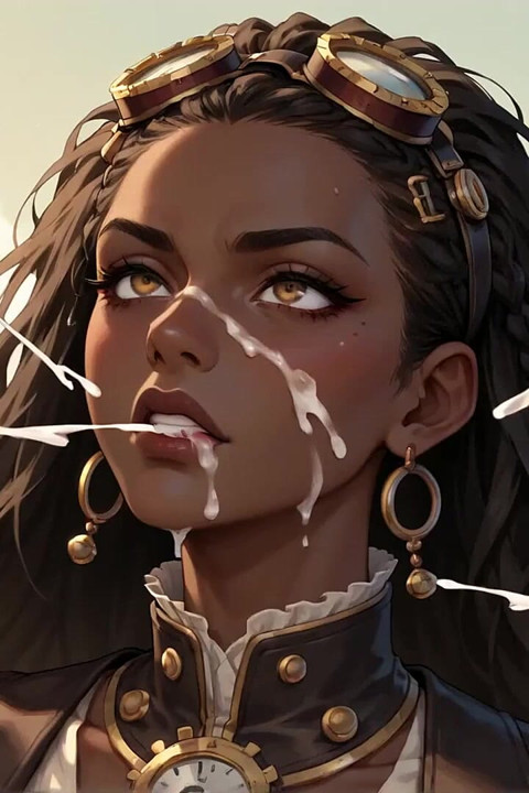 Ebony Queen Seduces with Desert Oral, Steampunk Sex.