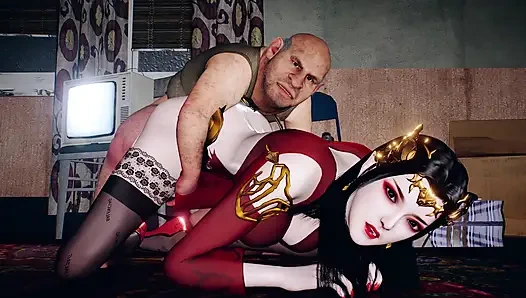 3 boyutlu ateşli olgun orta yaşlı seksi kadın kısa büyük yarakla aldatıyor