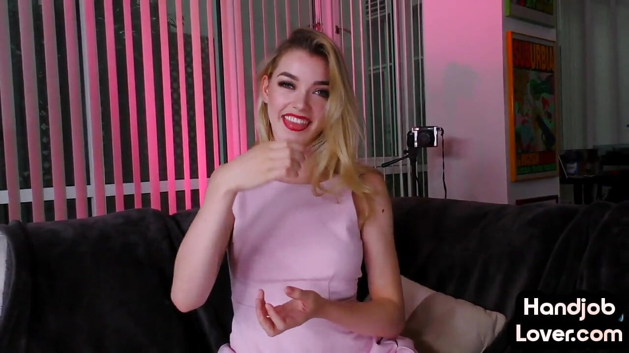 Dirty talking HJ babe wanks oiled POV cock with her hands